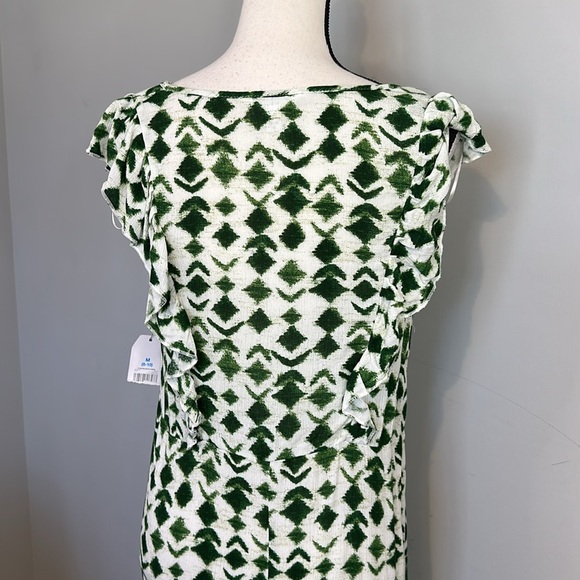 Time & Tru Green Ruffle Aztec Spring Easter Maxi Dress NWT - Picture 7 of 9